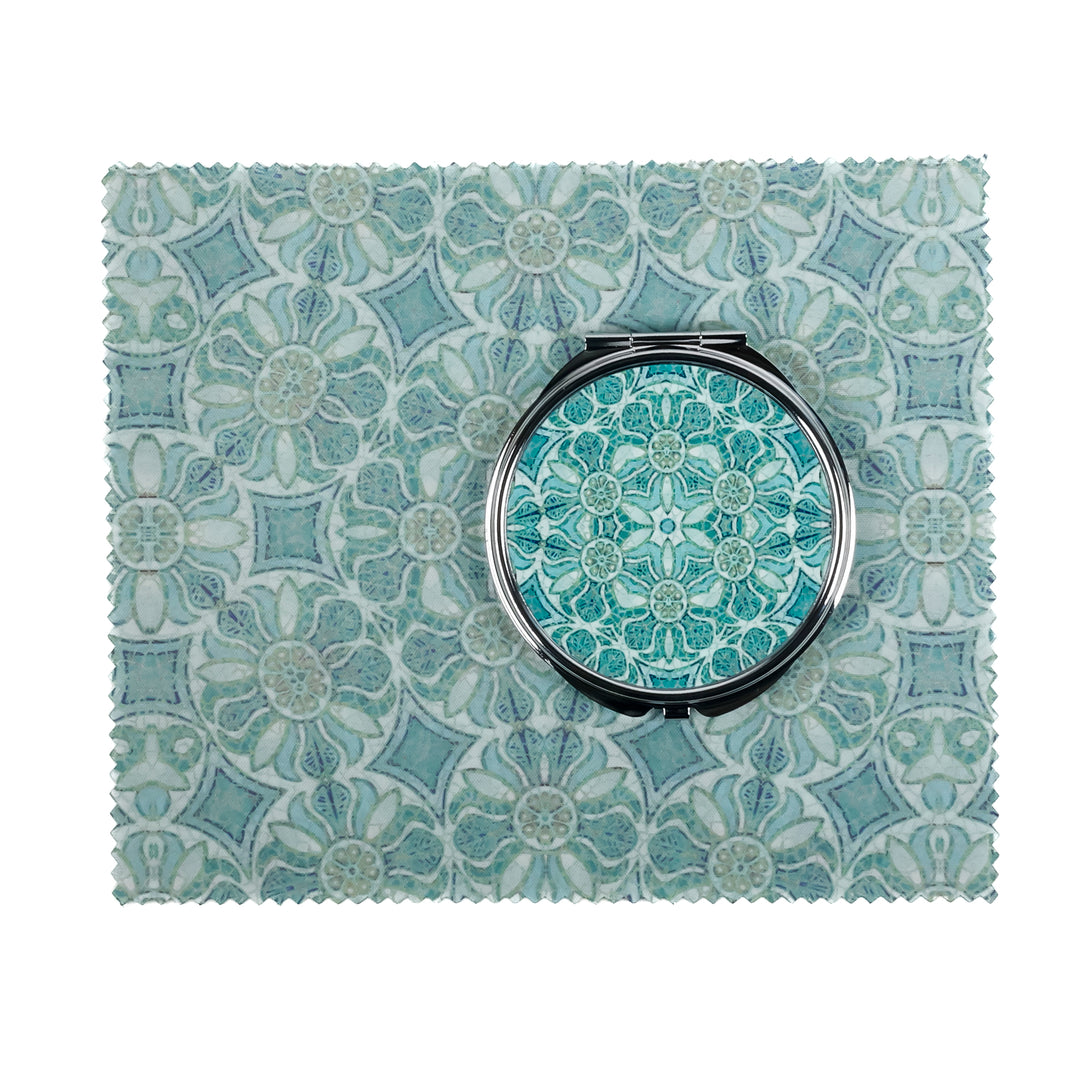 Pomegranate - Aqua - Folding Mirror and Lens Cloth