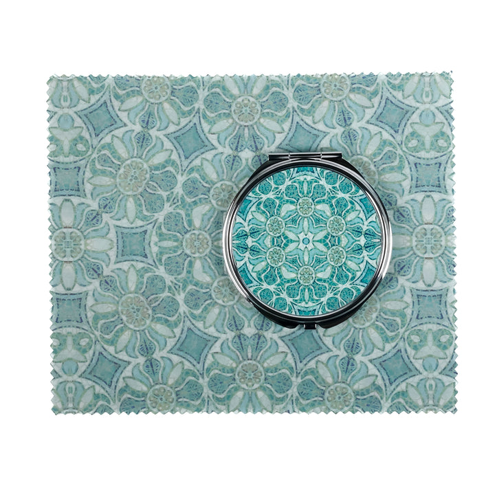 Pomegranate - Aqua - Folding Mirror and Lens Cloth