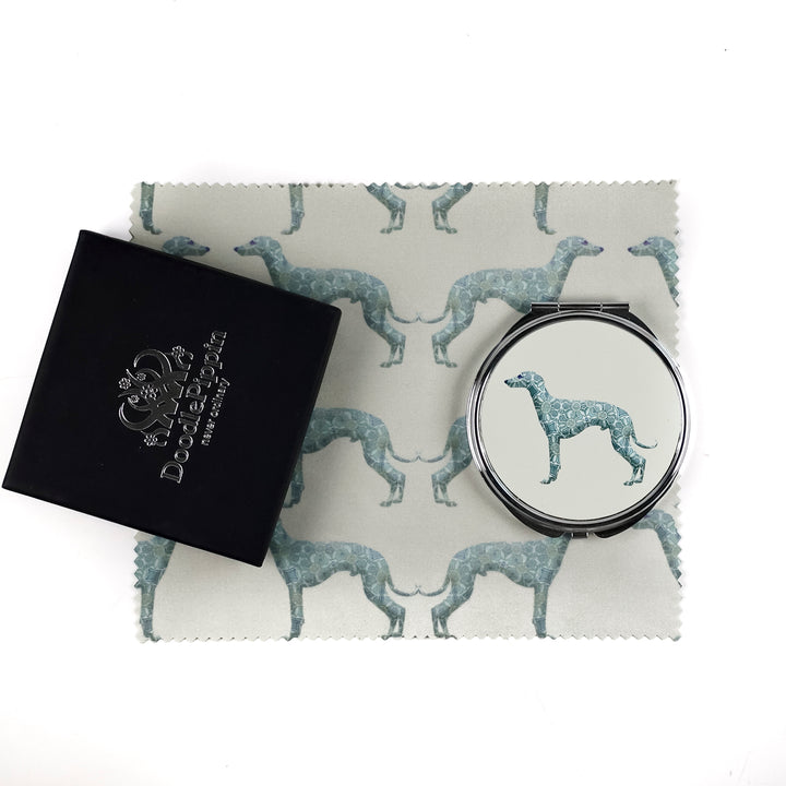 SALE - Greyhound Compact Folding Mirror - Pomegranate design (round)
