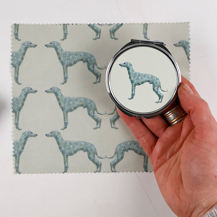 SALE - Greyhound Compact Folding Mirror - Pomegranate design (round)