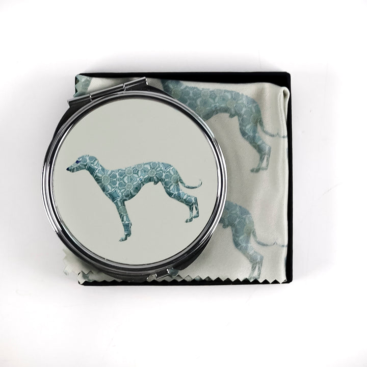 SALE - Greyhound Compact Folding Mirror - Pomegranate design (round)