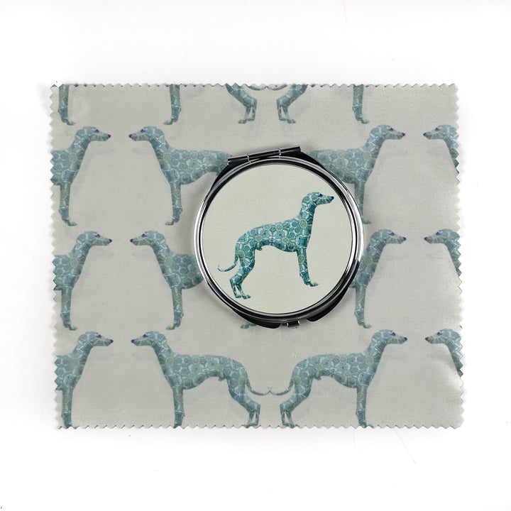 SALE - Greyhound Compact Folding Mirror - Pomegranate design (round)