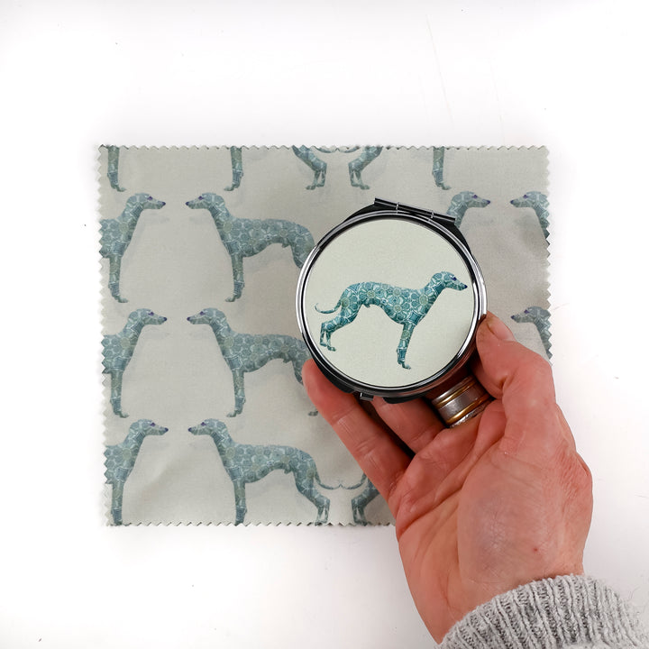 SALE - Greyhound Compact Folding Mirror - Pomegranate design (round)
