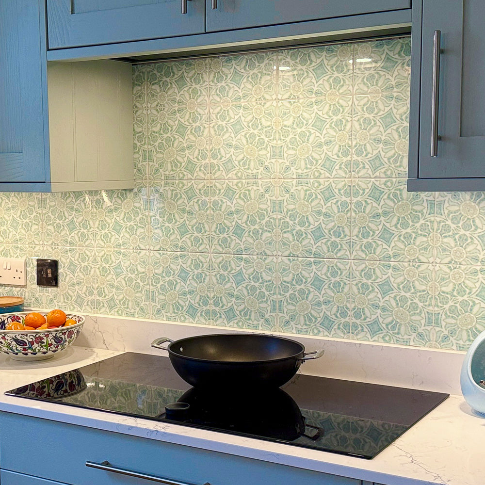 Pomegranate Hazy Tiles - Aqua - large scale