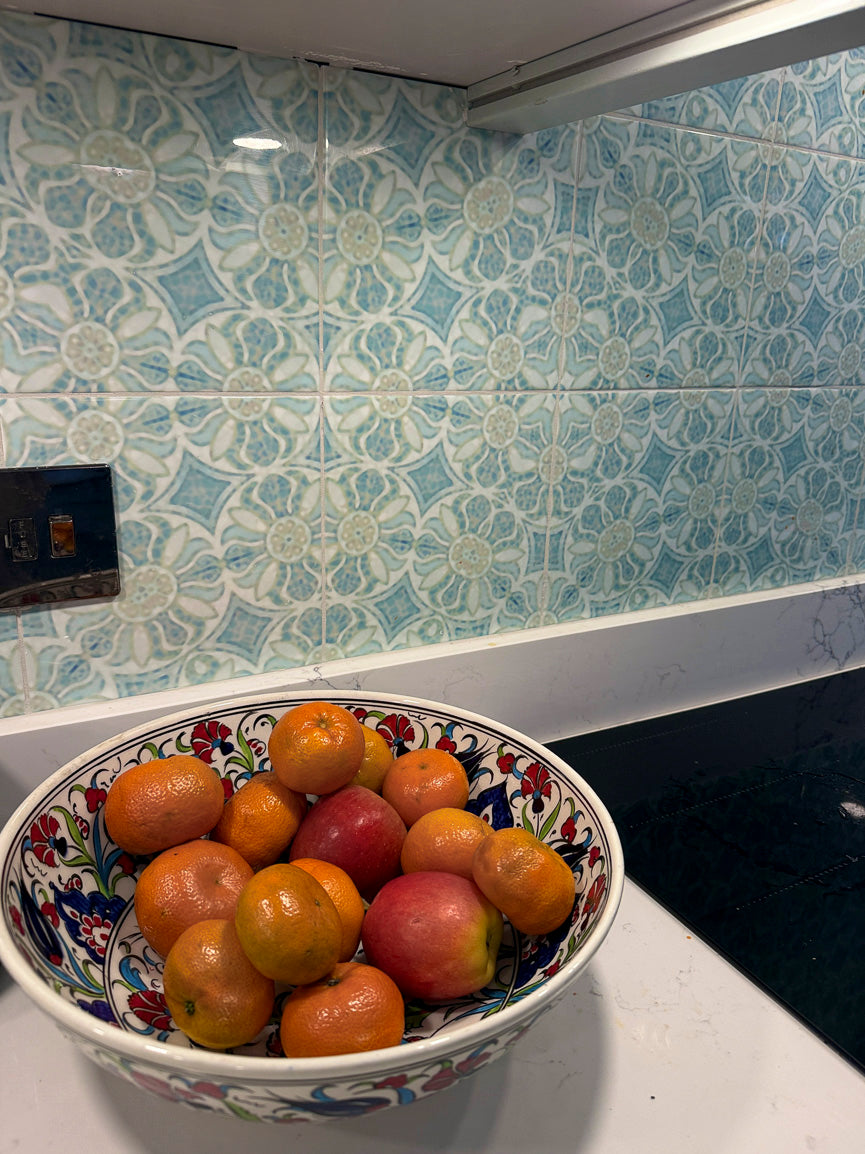Pomegranate Hazy Tiles - Aqua - large scale