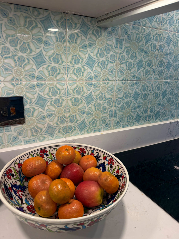 Pomegranate Hazy Tiles - Aqua - large scale