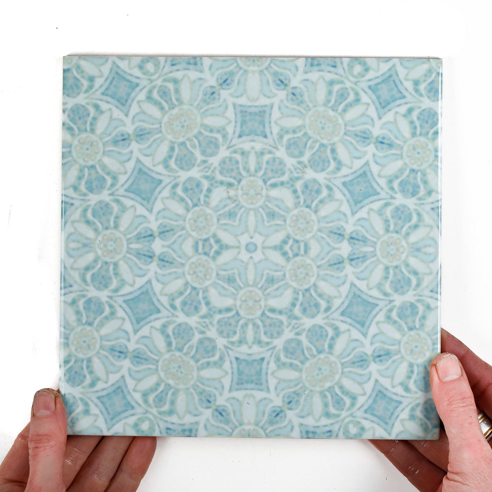 Pomegranate Hazy Tiles - Aqua - standard scale