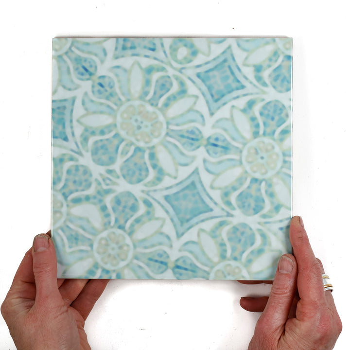 Pomegranate Hazy Tiles - Aqua - large scale