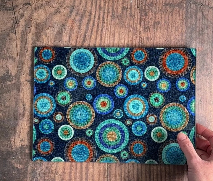Starry Night Chopping Board - Denim Turquoise Orange