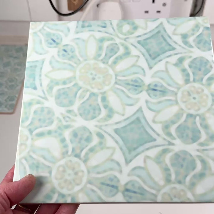 Pomegranate Hazy Tiles - Aqua - large scale