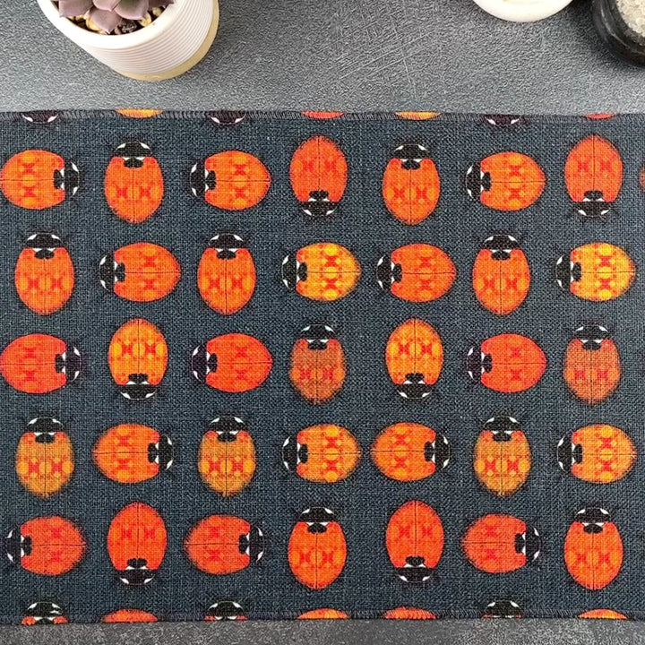 Ladybirds Fabric Placemat - Red Orange Grey