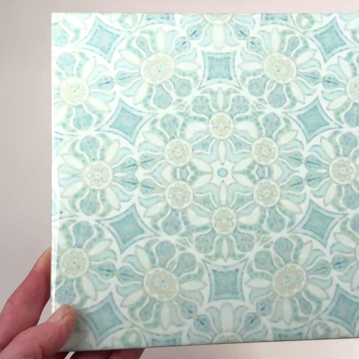 Pomegranate Hazy Tiles - Aqua - standard scale