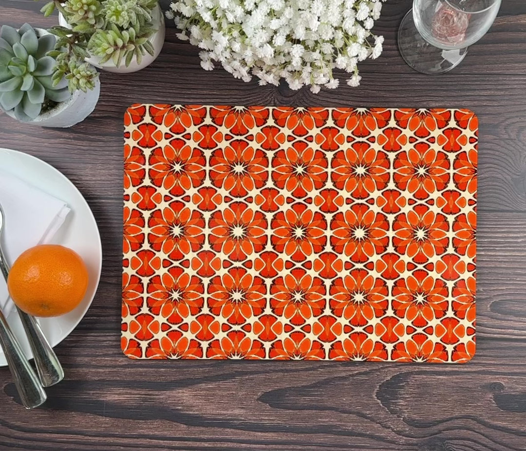 Moroccan Flower Placemat - Orange Apricot