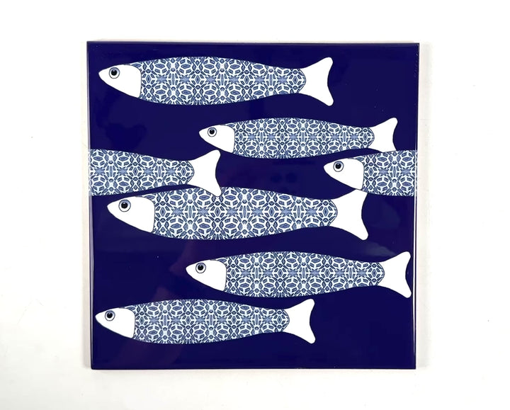 Ocean Shoal Border tile - Navy Blue