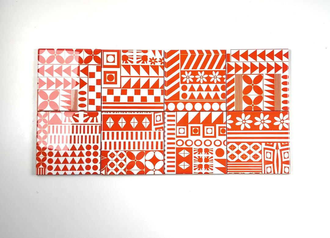 Orange Geometric Retro tiles