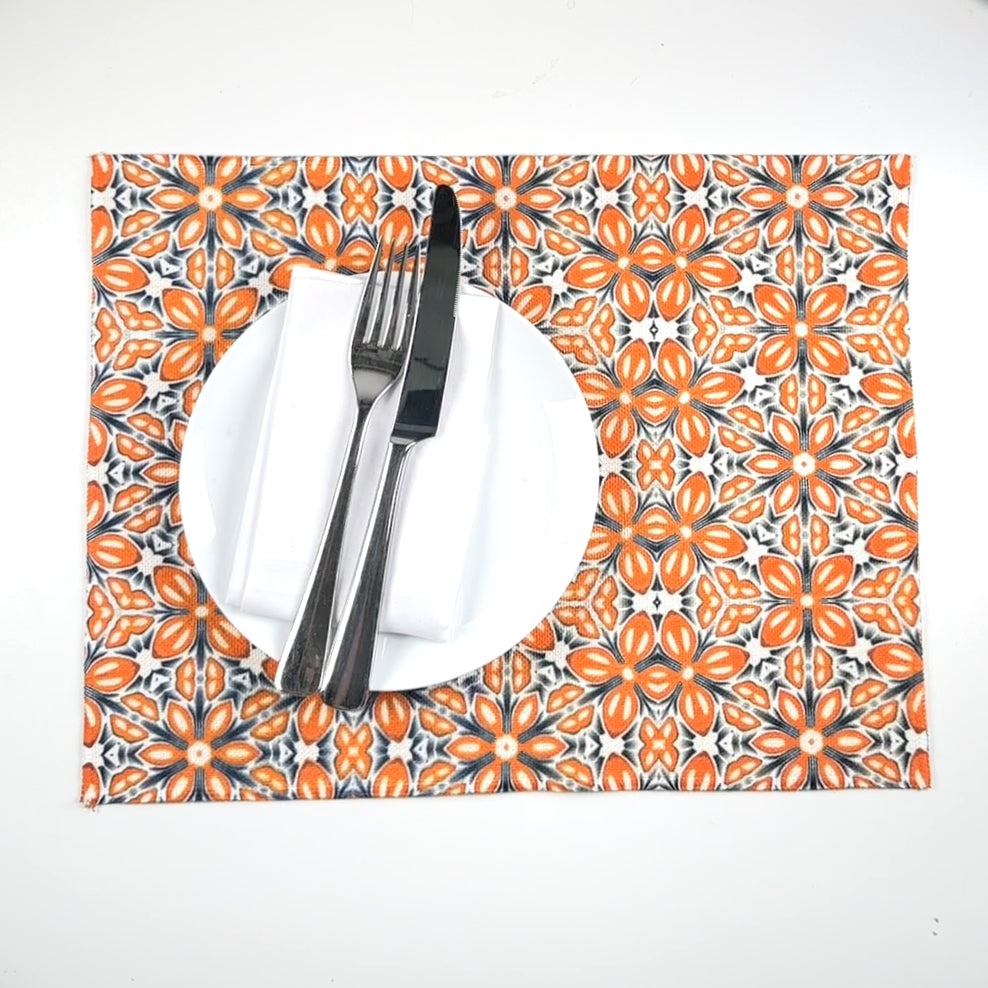 Orange Fox Flower Canvas Tablemat