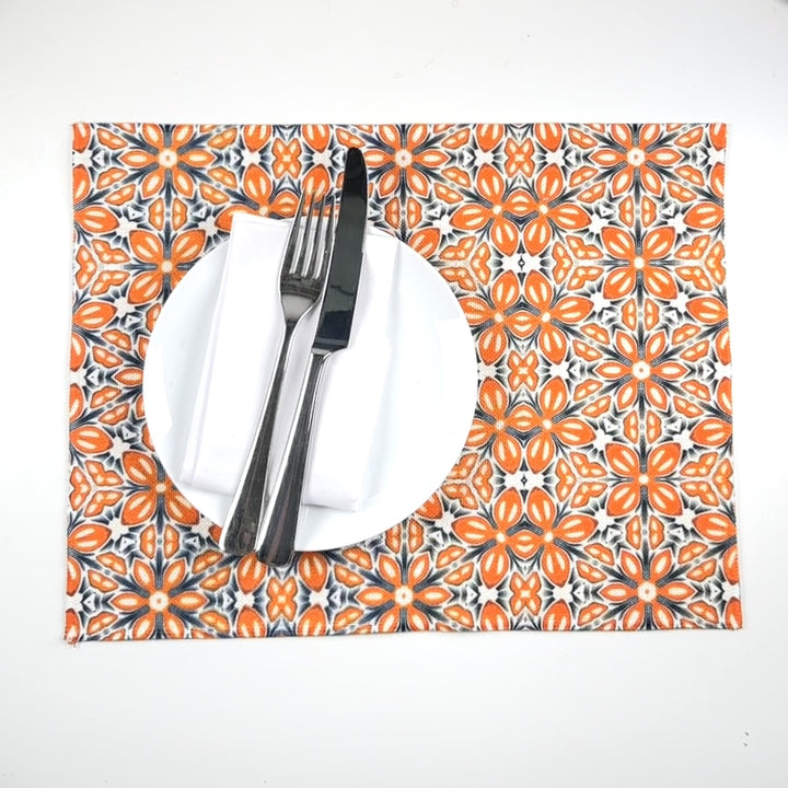 Orange Fox Flower Canvas Tablemat