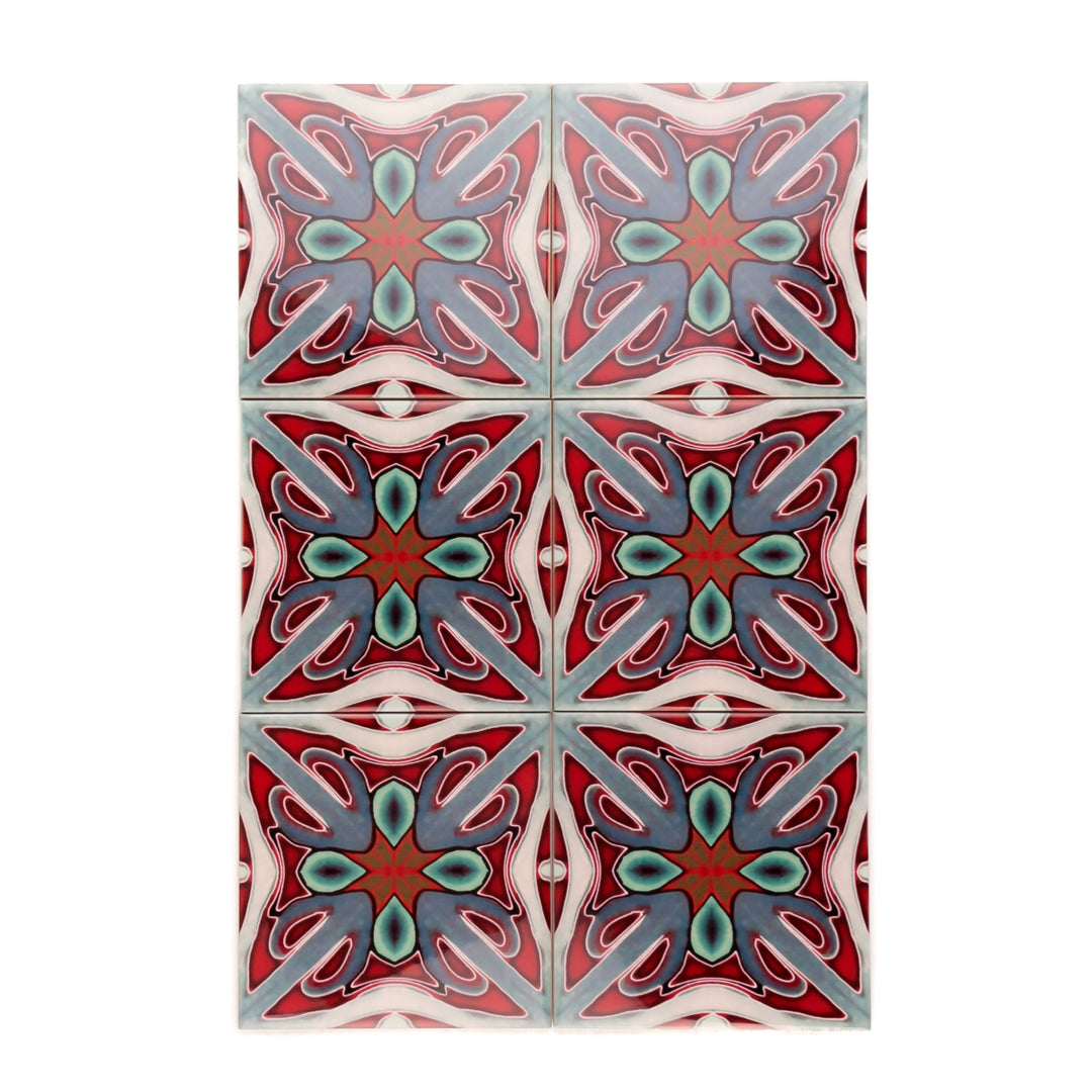 SALE SET OF 4x 20cm tiles - Victorian Red Twining - Perfect (several sets available!)