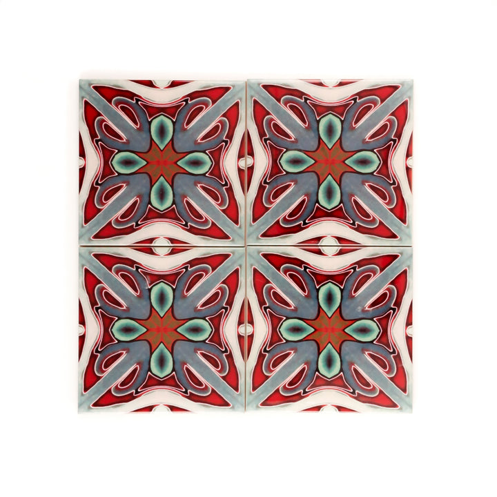 SALE SET OF 4x 20cm tiles - Victorian Red Twining - Perfect (several sets available!)
