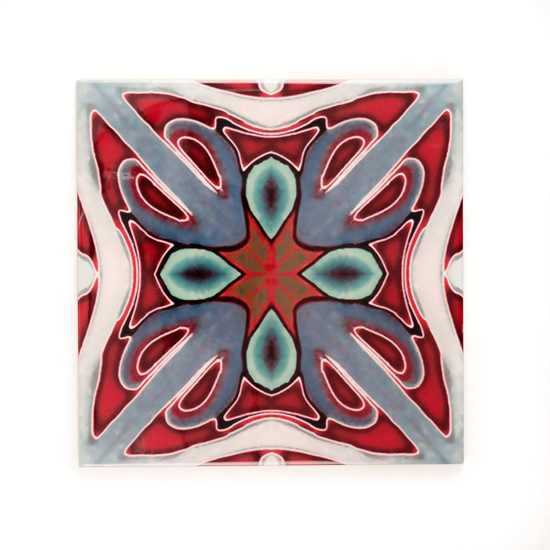SALE SET OF 4x 20cm tiles - Victorian Red Twining - Perfect (several sets available!)