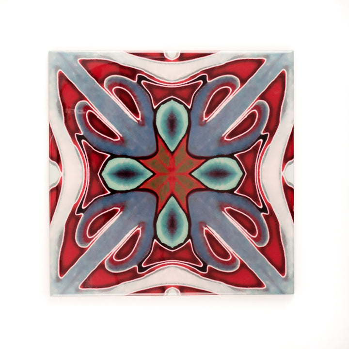 SALE SET OF 4x 20cm tiles - Victorian Red Twining - Perfect (several sets available!)