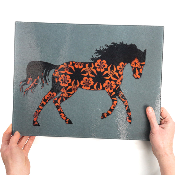 Running Horse Worktop Saver - Flame &amp; Grey