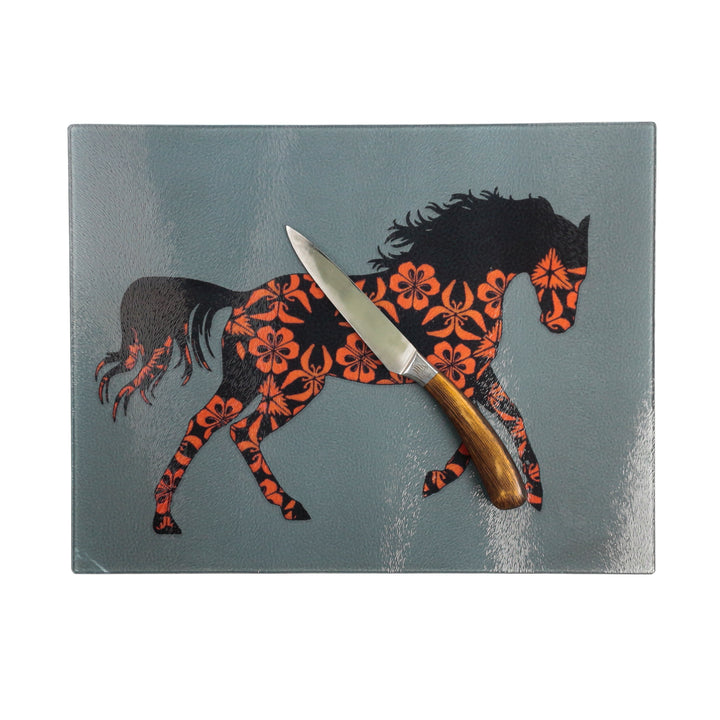 Running Horse Worktop Saver - Flame &amp; Grey