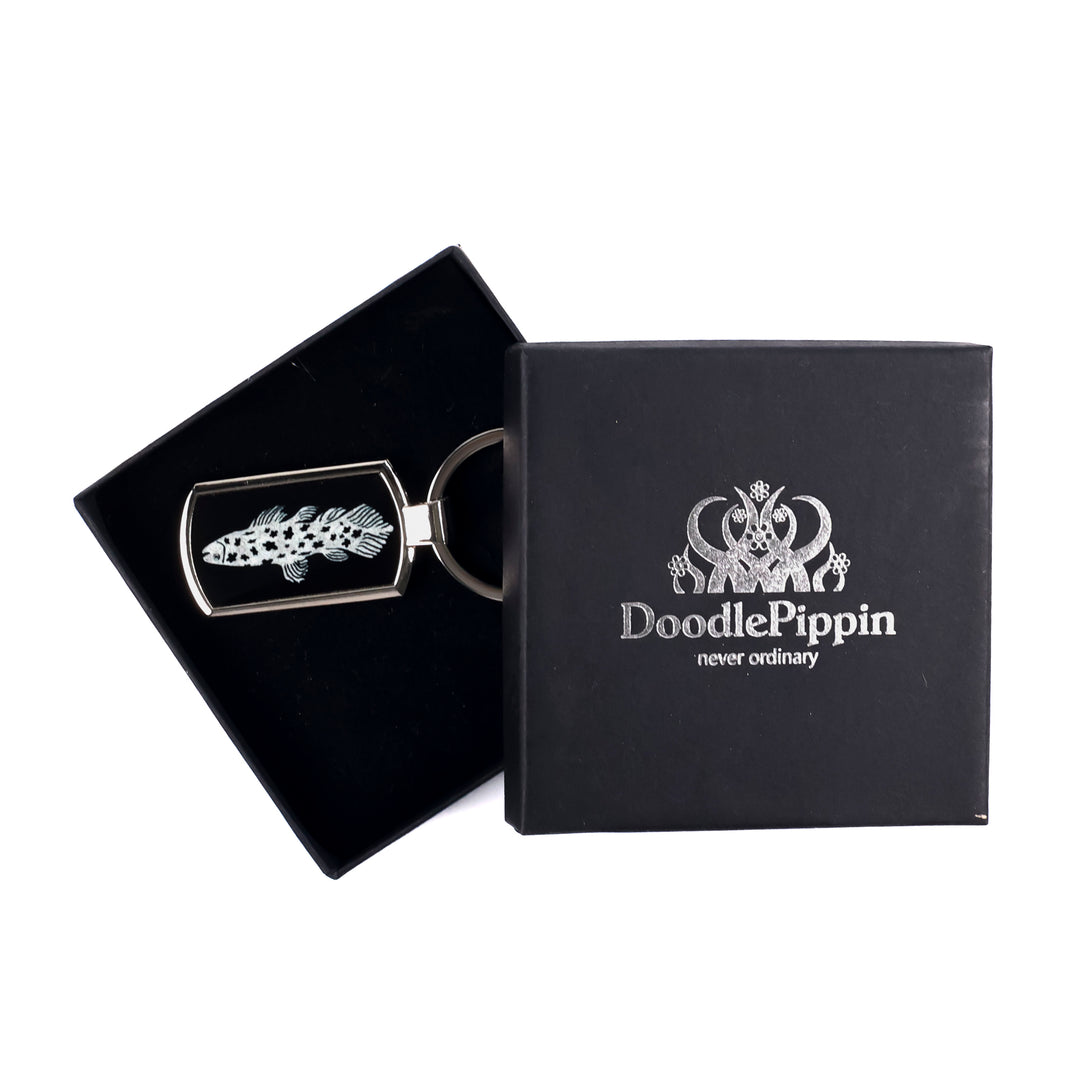 SALE - Black/Silver Fish Keyring