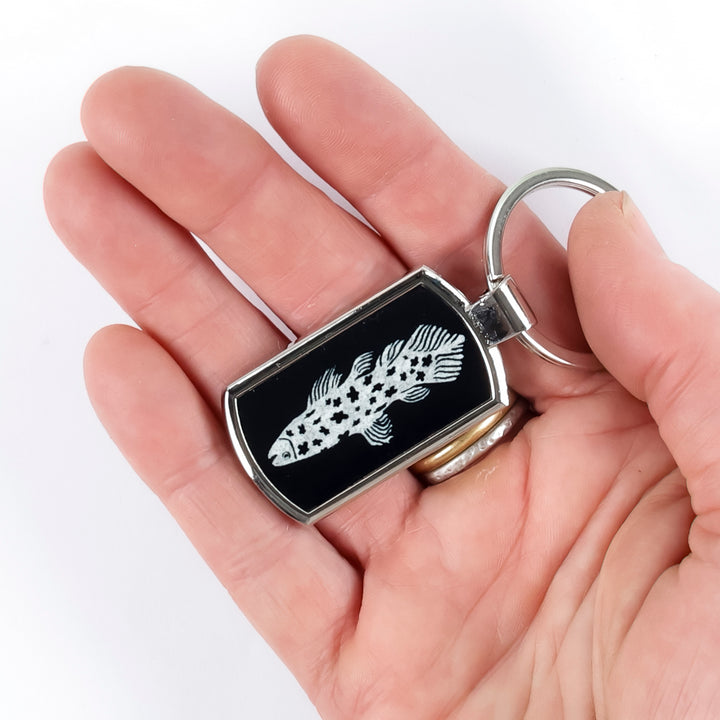 SALE - Black/Silver Fish Keyring