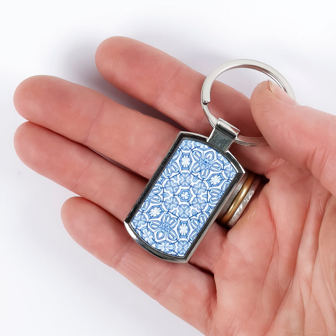 Blue Turkish Flower design keyring