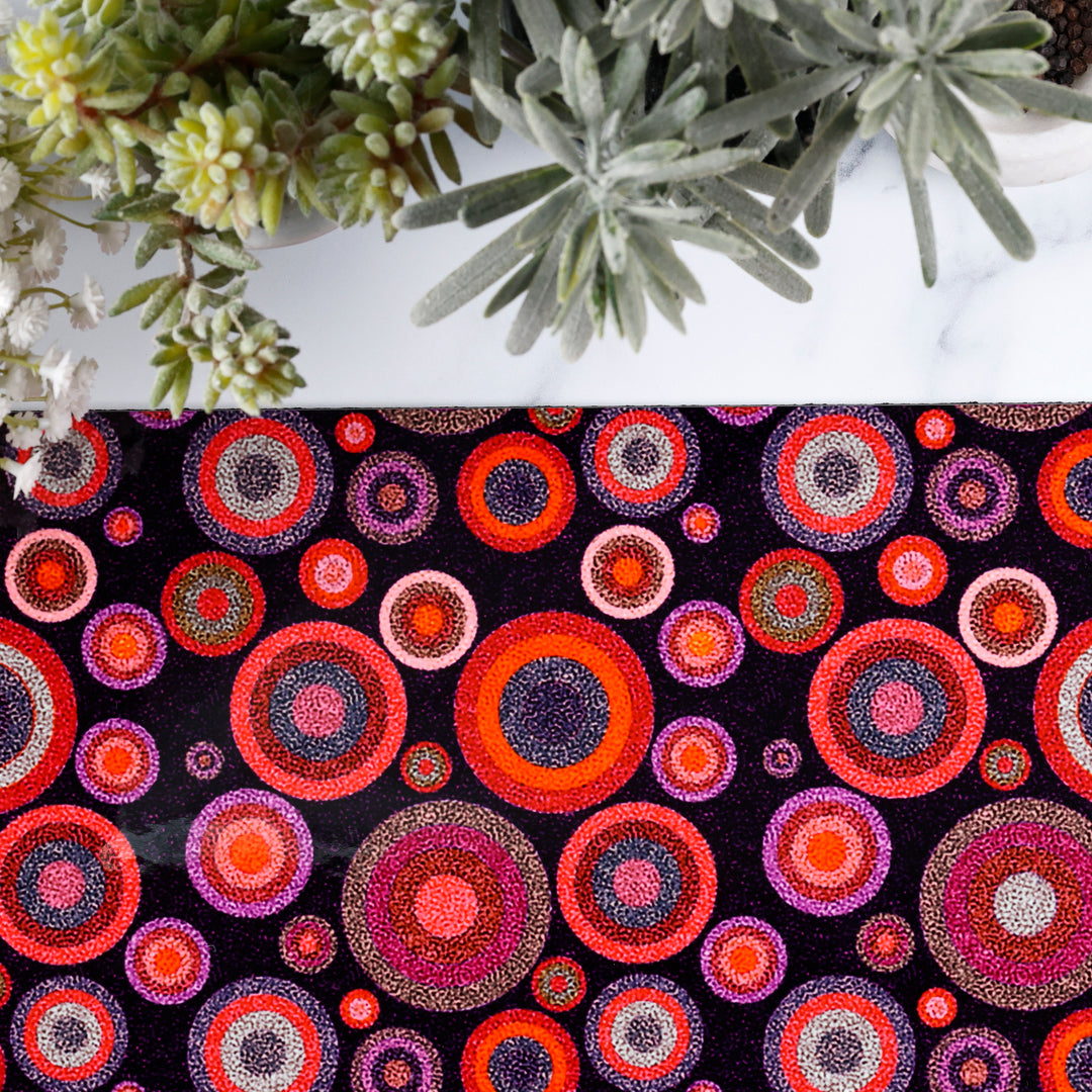 SALE - Single Cork Placemat - Black Pink Red Starry Night design