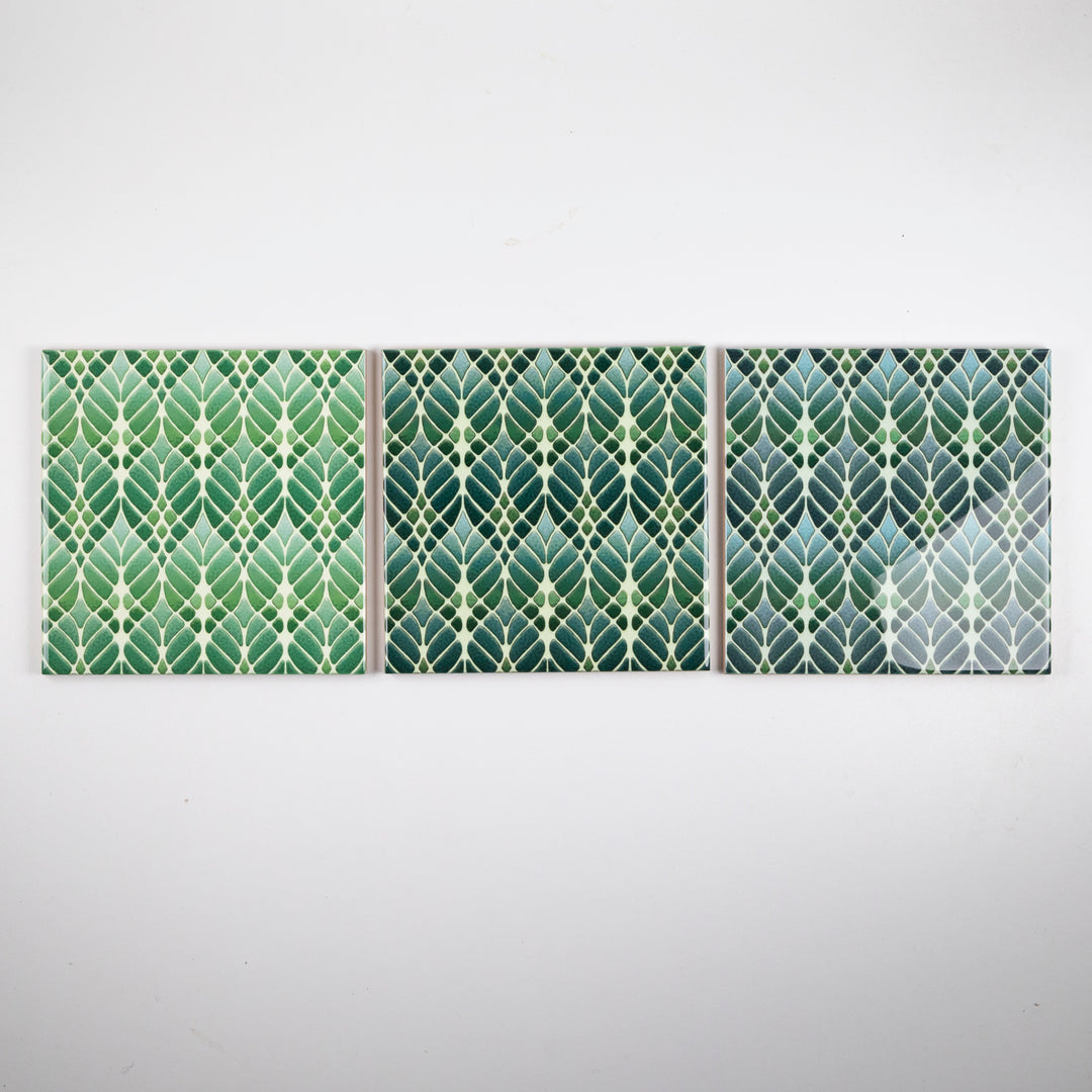 SALE SET of 3 x 15cm Interwoven Tree tiles - three different colourways
