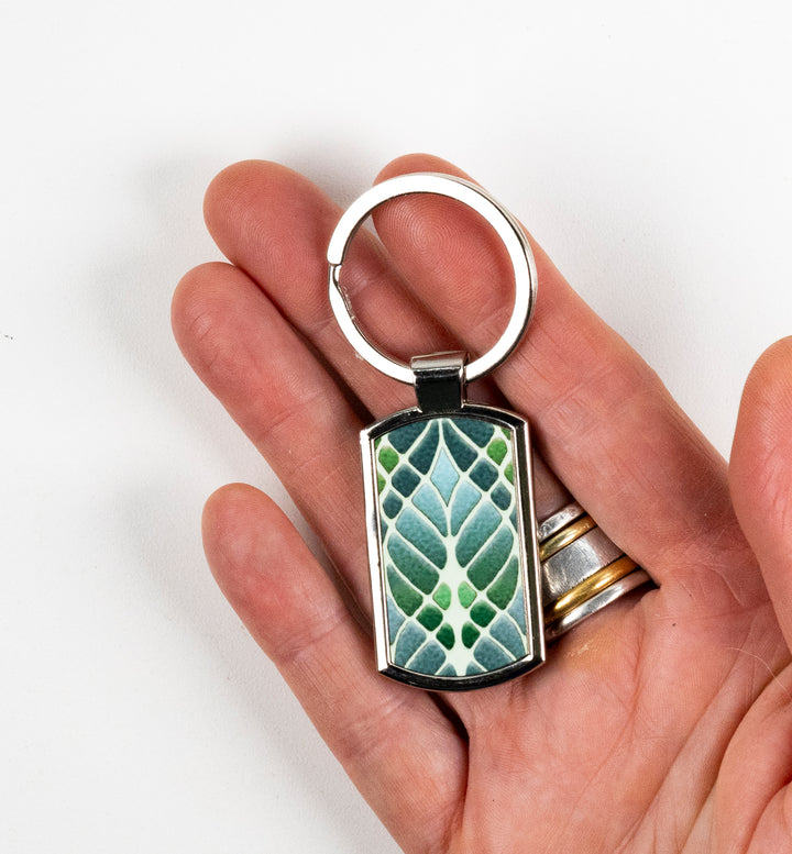 SALE - Interwoven Trees Keyring - Muted Greens (large scale)