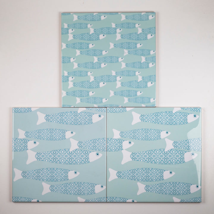 SALE SECOND - 3x 20cm Ocean Shoal tiles - Aqua (mixed designs)