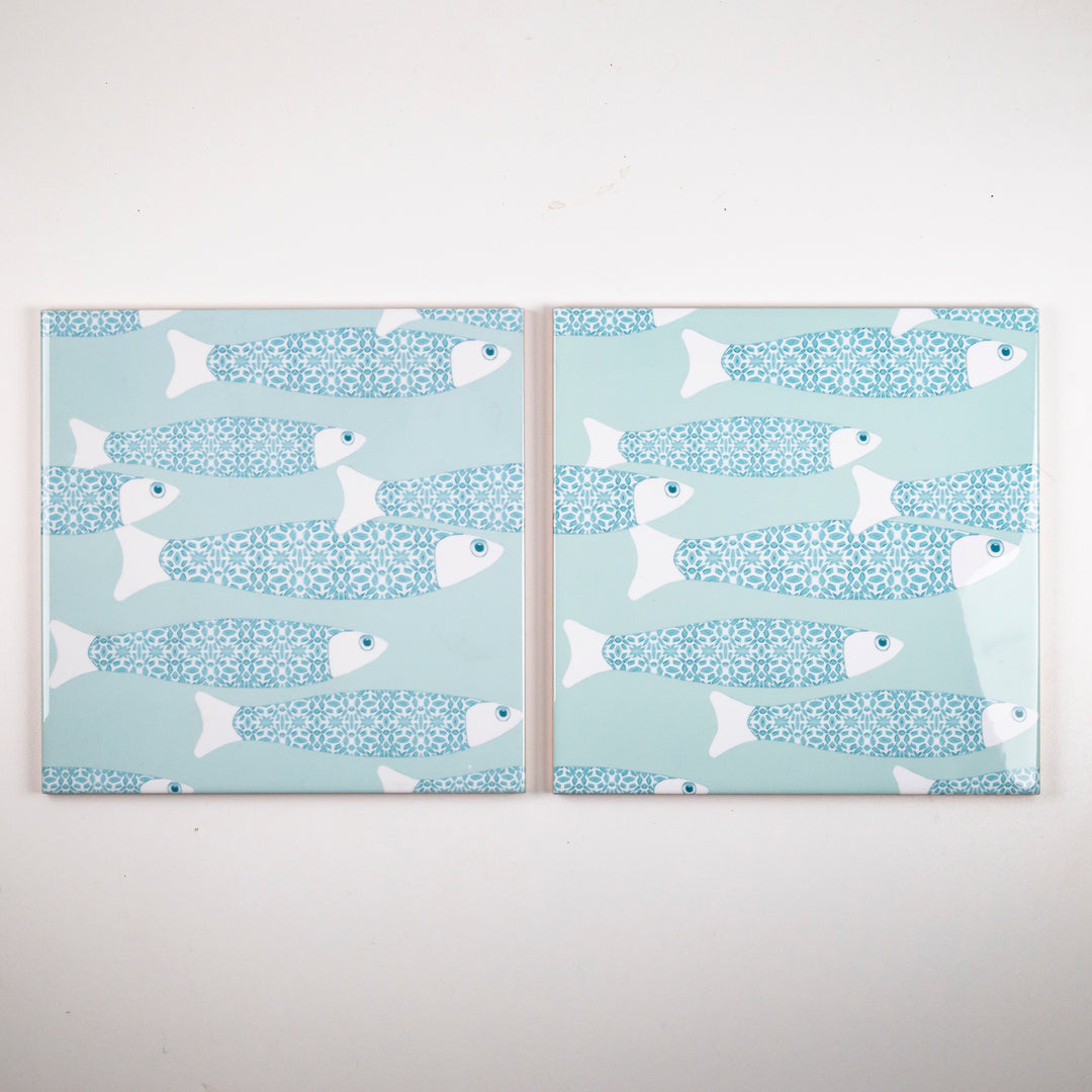 SALE SECOND - 3x 20cm Ocean Shoal tiles - Aqua (mixed designs)