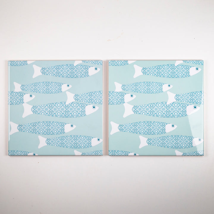 SALE SECOND - 3x 20cm Ocean Shoal tiles - Aqua (mixed designs)