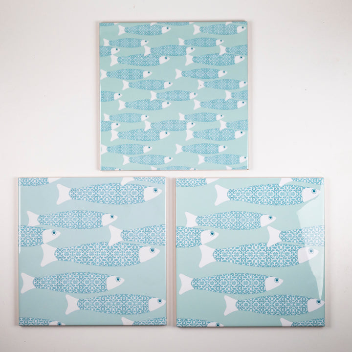 SALE SECOND - 3x 20cm Ocean Shoal tiles - Aqua (mixed designs)