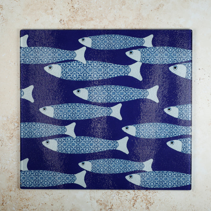 SALE - Navy Blue Ocean Shoal Chopping Board - Medium/Textured