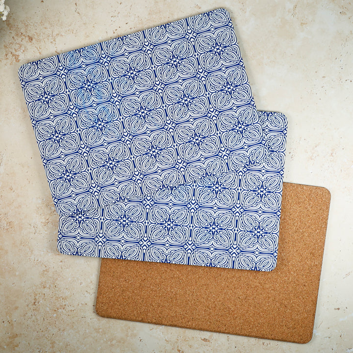 SALE SECONDS - 3x Cork Placemats - Blue Celtic Design