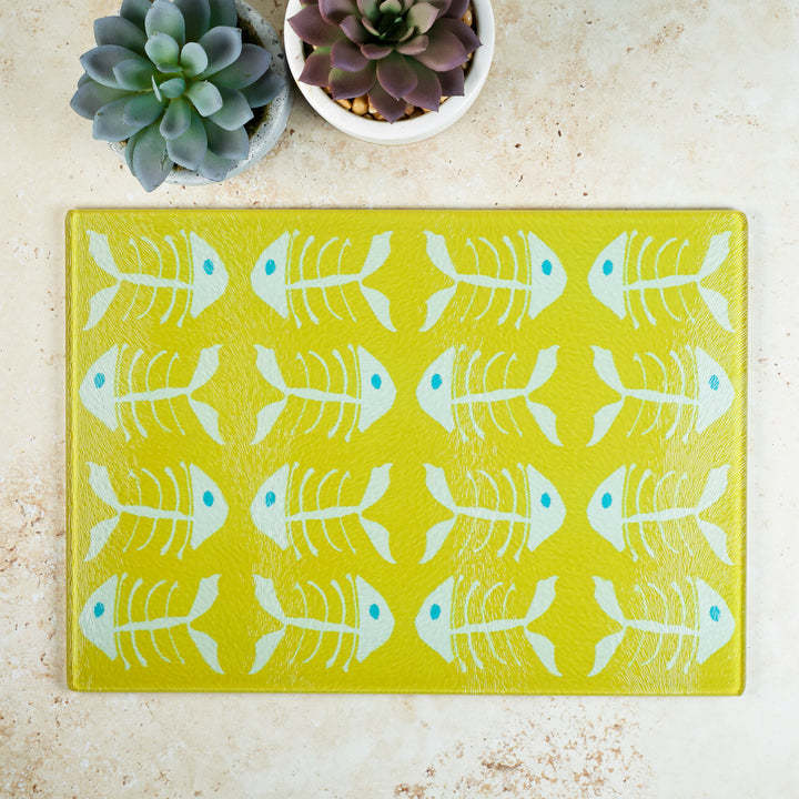 SALE - Yellow Bonefish - Small Rectangular Chopping Board (textured)