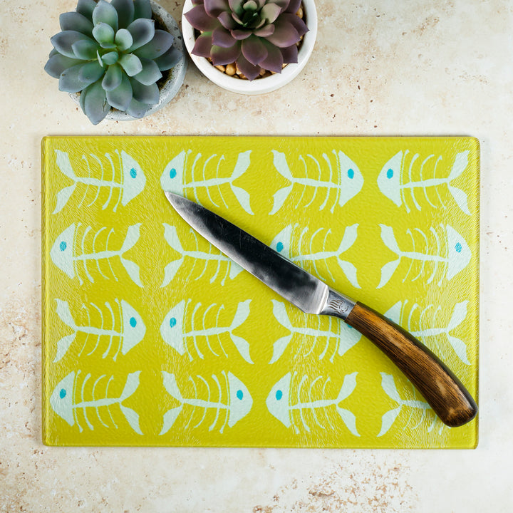 SALE - Yellow Bonefish - Small Rectangular Chopping Board (textured)