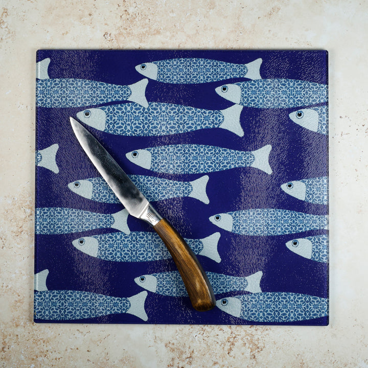 SALE - Navy Blue Ocean Shoal Chopping Board - Medium/Textured