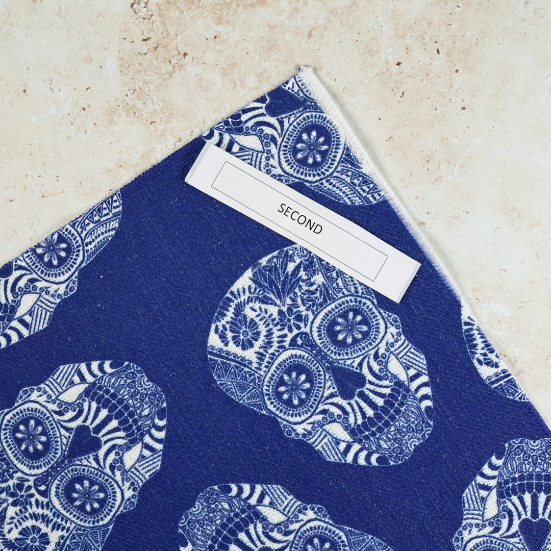 SALE SECOND - Tumbling Skulls / Day of the Dead Navy Fabric Placemat