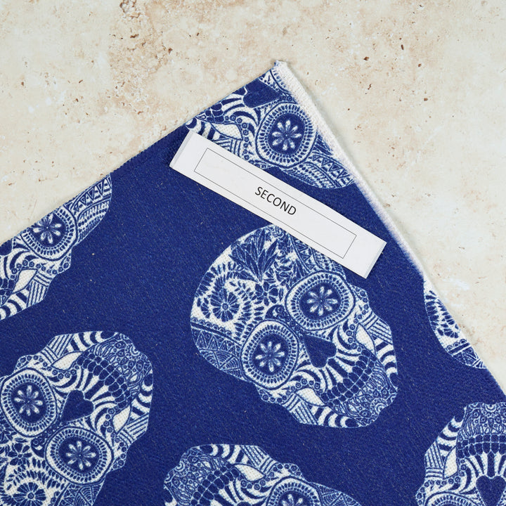 SALE SECOND - Tumbling Skulls / Day of the Dead Navy Fabric Placemat