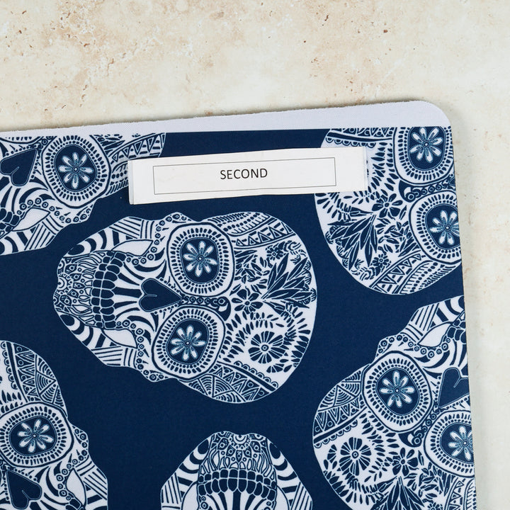 SALE SECOND  - Illustrated Skulls Pet Mat / Mouse mat - blue and white