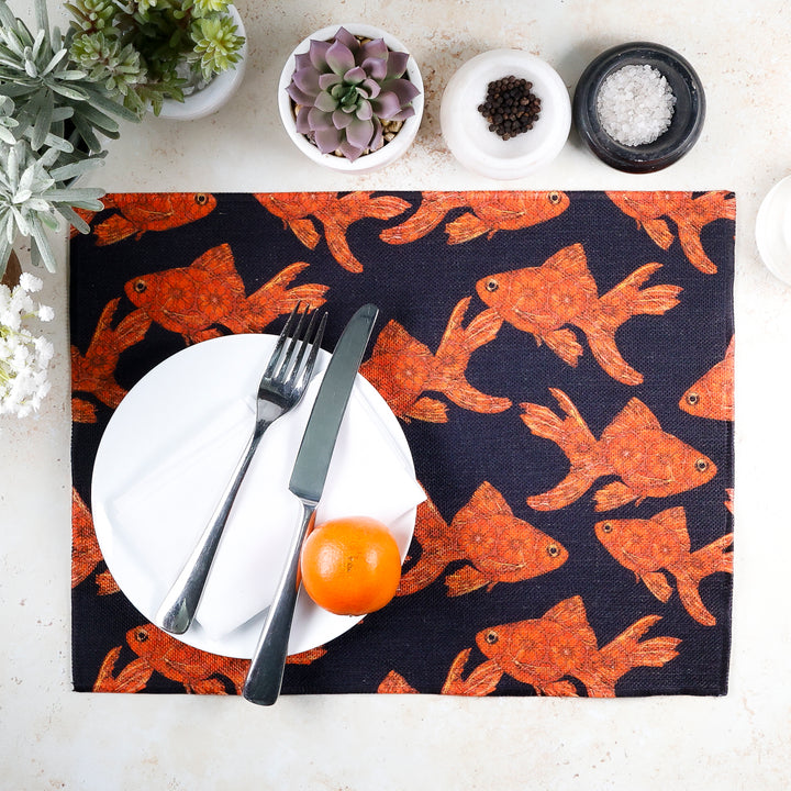 Goldfish on Black -  Fabric Placemat
