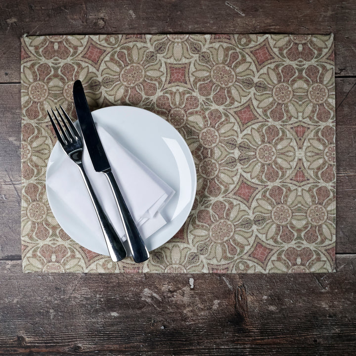 SALE SET OF FOUR - Pomegranate Design Fabric Placemats