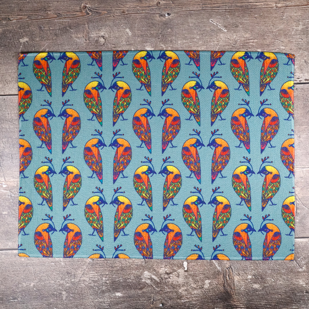 SALE - Set of 2x Multi-coloured Lovebirds Fabric Placemats