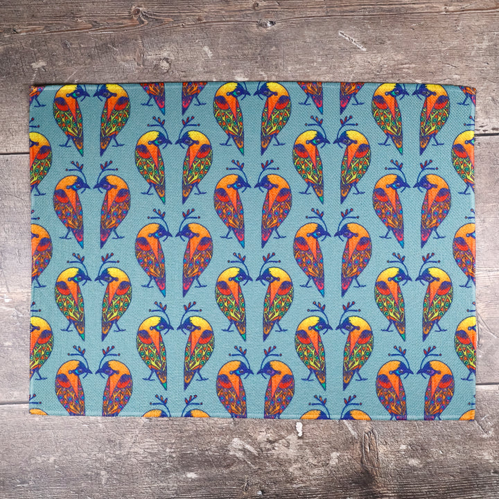 SALE - Set of 2x Multi-coloured Lovebirds Fabric Placemats