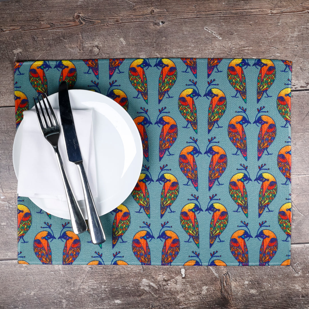 SALE - Set of 2x Multi-coloured Lovebirds Fabric Placemats